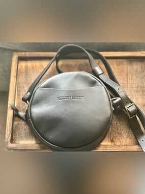 Portland Leather Black Round Belt Bag with Adjustable Strap